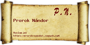 Prorok Nándor névjegykártya
